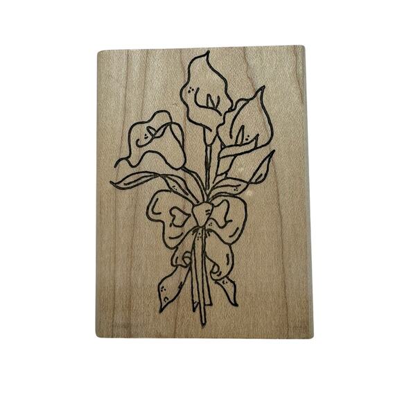 RUBBER ROMANCE Calla Lily Wood and Rubber Stamp Flower Bouquet - Picture 1 of 6